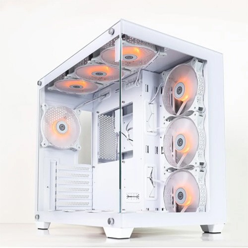REVENGER BASE DYNAMIC MID TOWER ATX DESKTOP CASING WITH 10 ARGB FANS CONTROL BY SWITCH (WHITE)