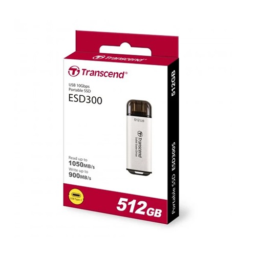 Transcend 512GB ESD300S Type C Portable SSD Silver