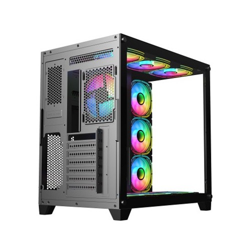 PC POWER ICEBERG V2 GAMING CASE WITH 650W PSU AND 10 ARGB FAN (Black)