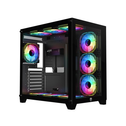PC POWER ICEBERG V2 GAMING CASE WITH 650W PSU AND 10 ARGB FAN (Black)