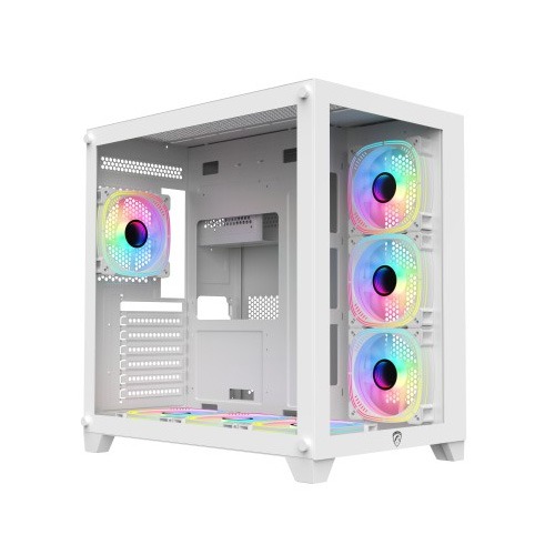 PC POWER ICEBERG V2 GAMING CASE WITH 650W PSU AND 7 ARGB FAN (White)