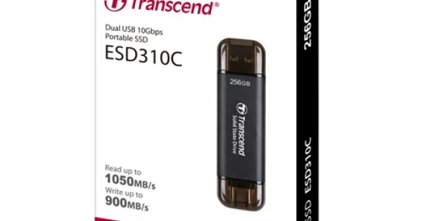 Transcend TS256GESD310C 256GB Portable SSD, ESD310C, USB 10Gbps with Type-C  and Type-A