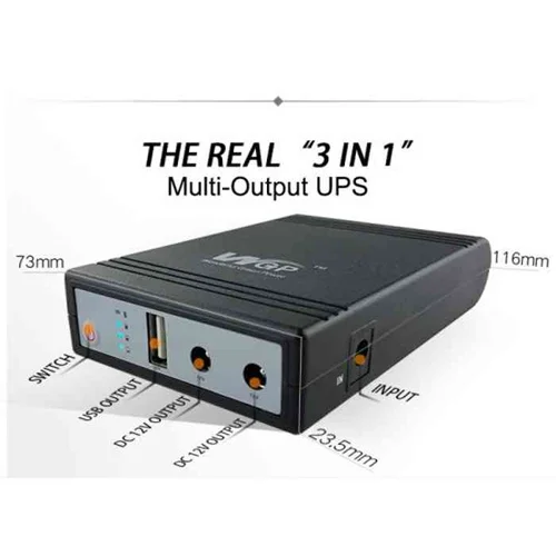 Mini UPS Battery Backup 37Wh Uninterruptible Power Supply for Router,  Modem, Security Camera with Input 5V DC Output 5V DC or Micro USB Max.3A  (No
